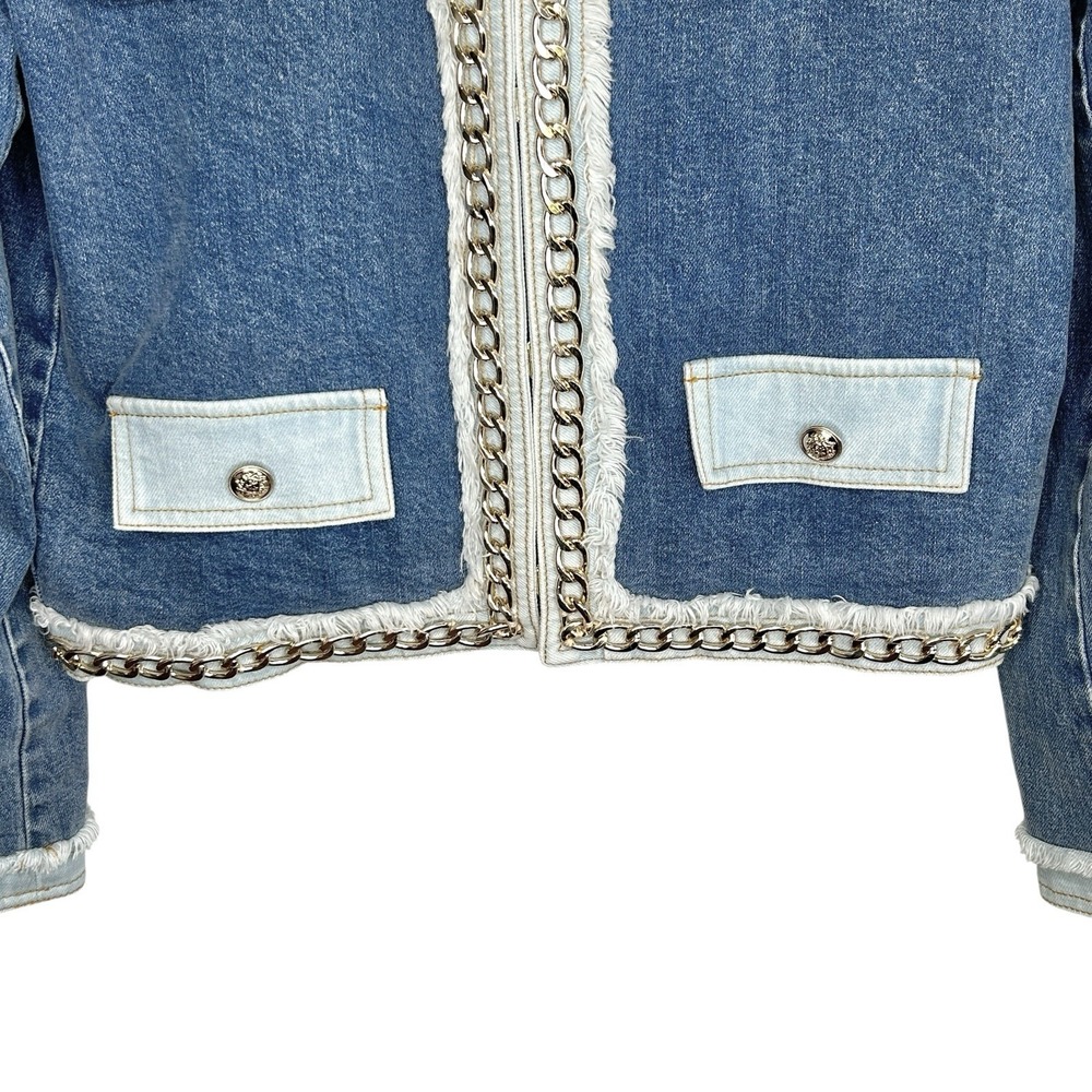 Alice +‎ Olivia Landon Cropped Denim Jacket Large Y2k NYE Designer Party NWT - Picture 6 of 16